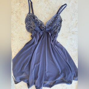 Blue purple lace nightgown cami with a floral design